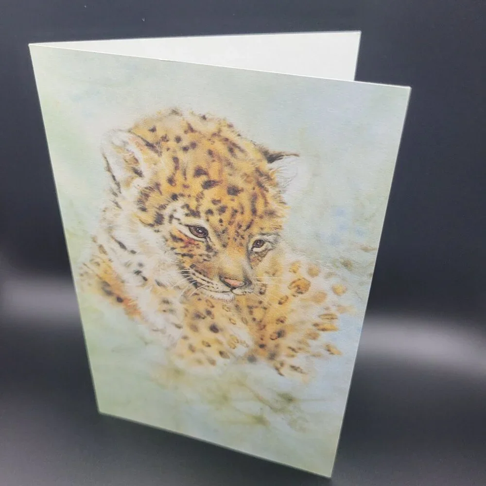 P&A Leopard Cub Greeting‎ Card With Sentiment Inside Friendship Unused